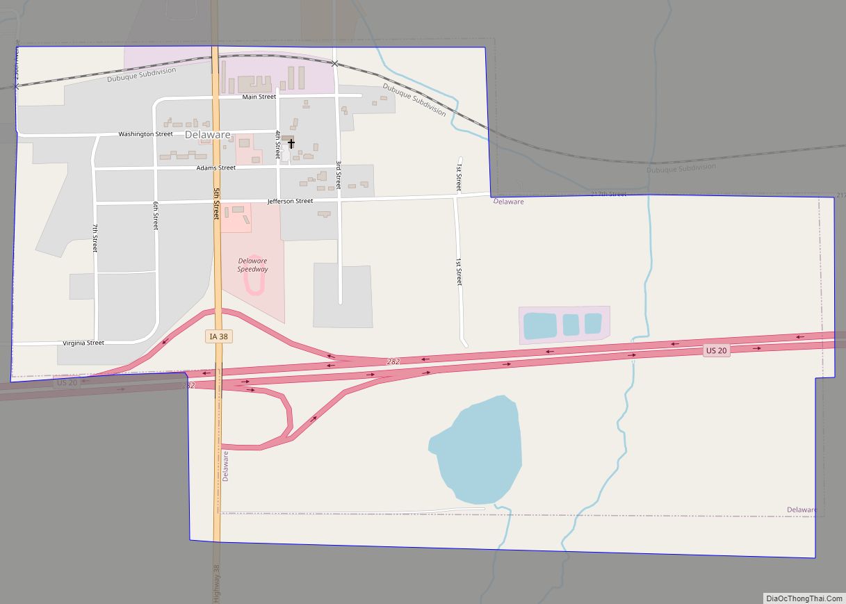 Map of Delaware city, Iowa