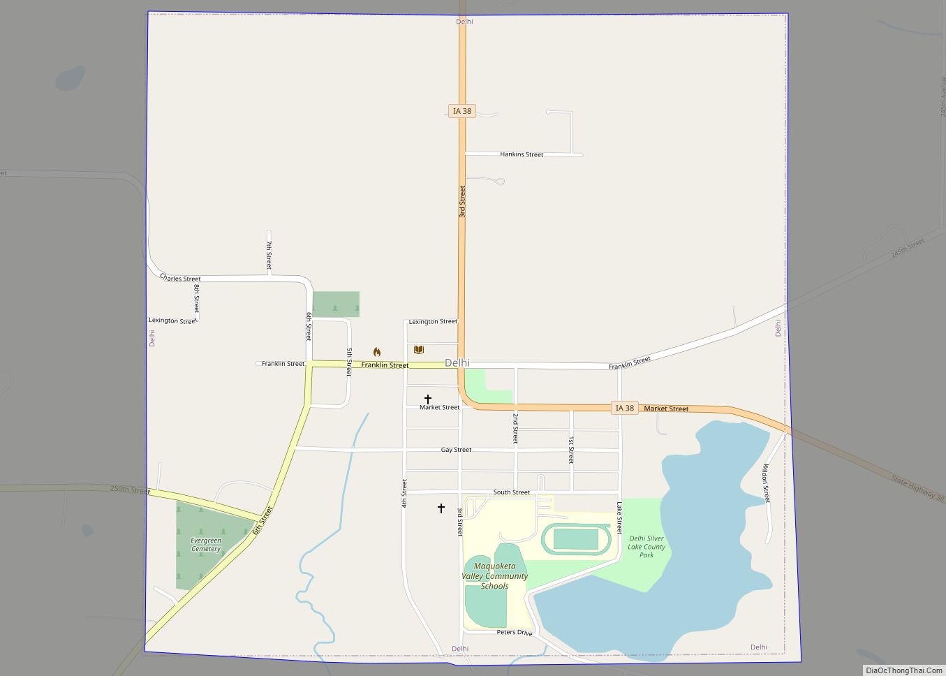 Map of Delhi city, Iowa