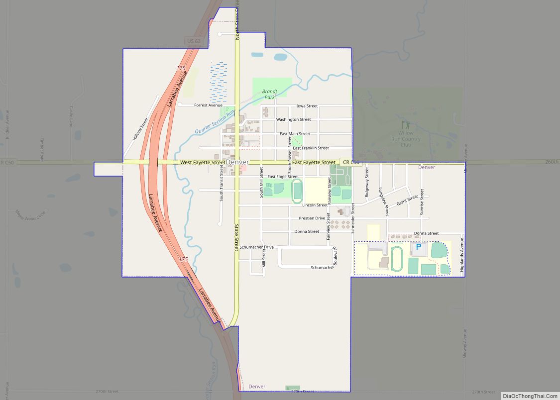 Map of Denver city, Iowa