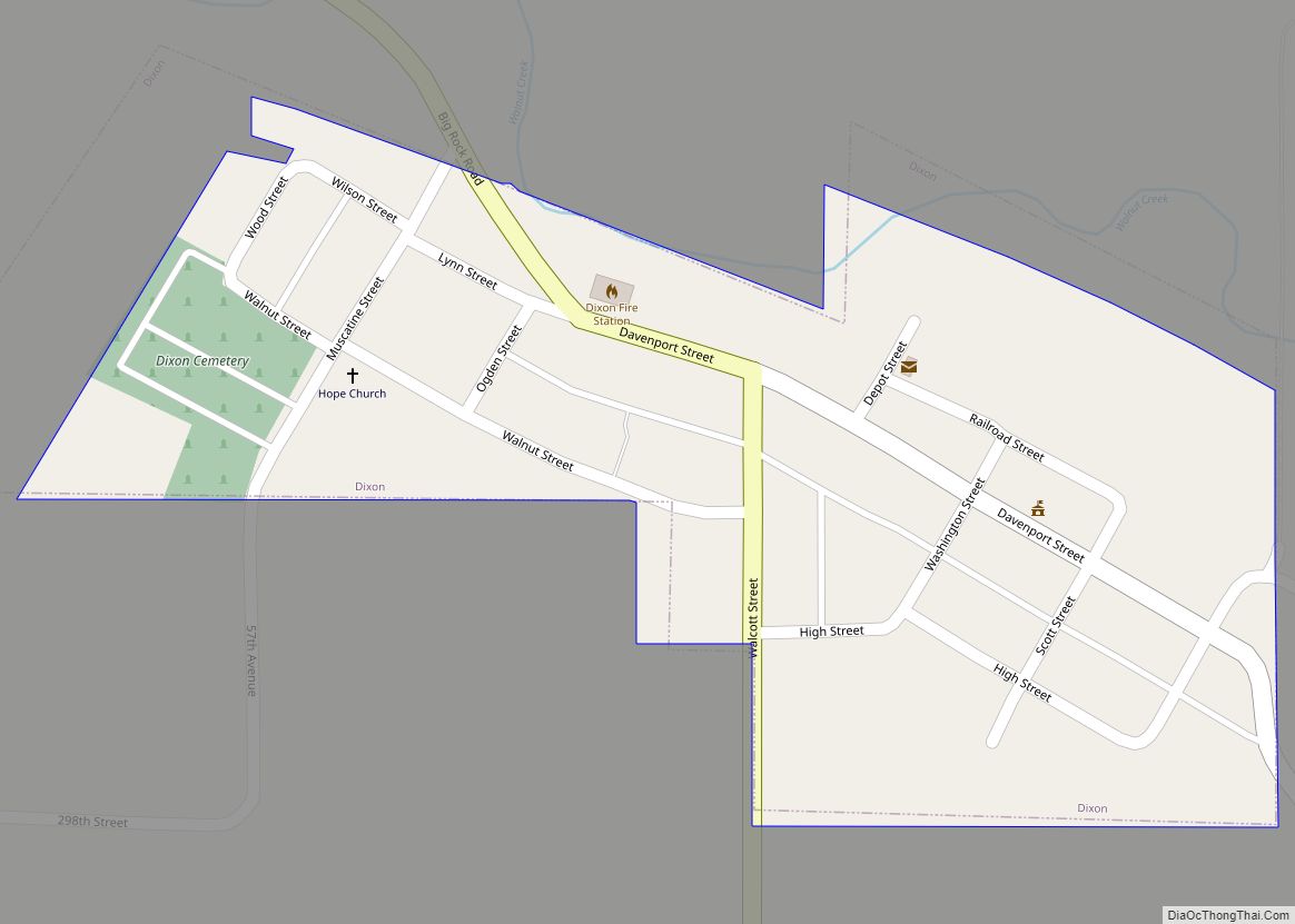 Map of Dixon city, Iowa