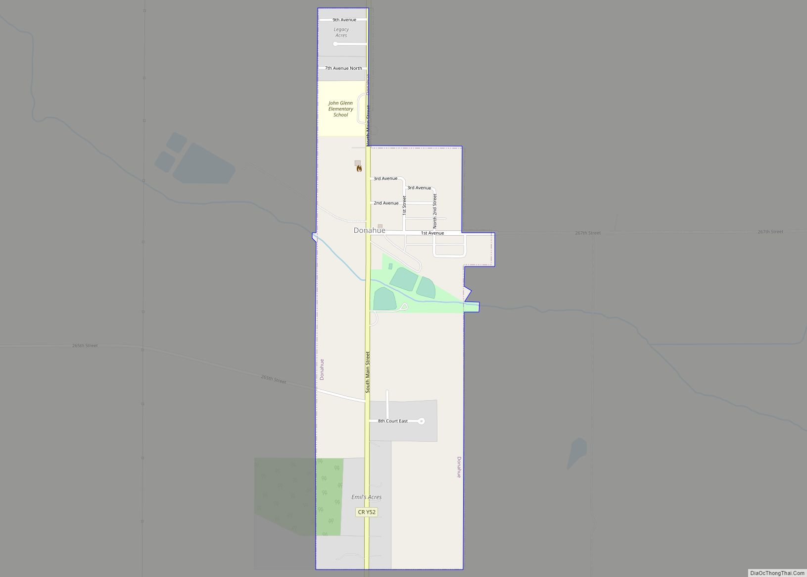 Map of Donahue city