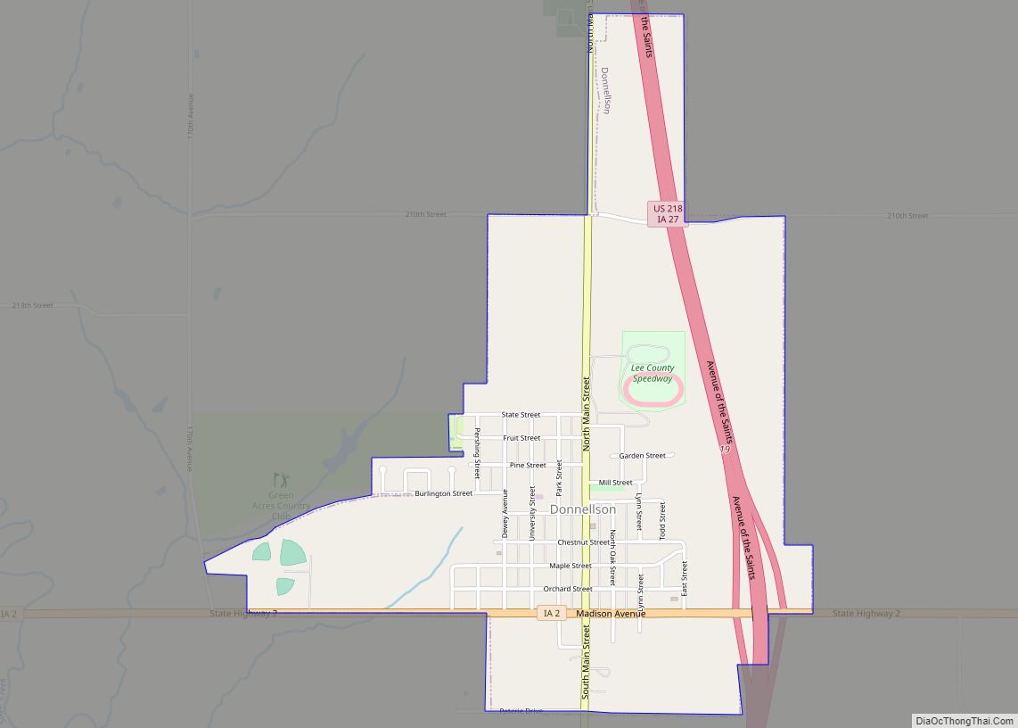 Map of Donnellson city, Iowa