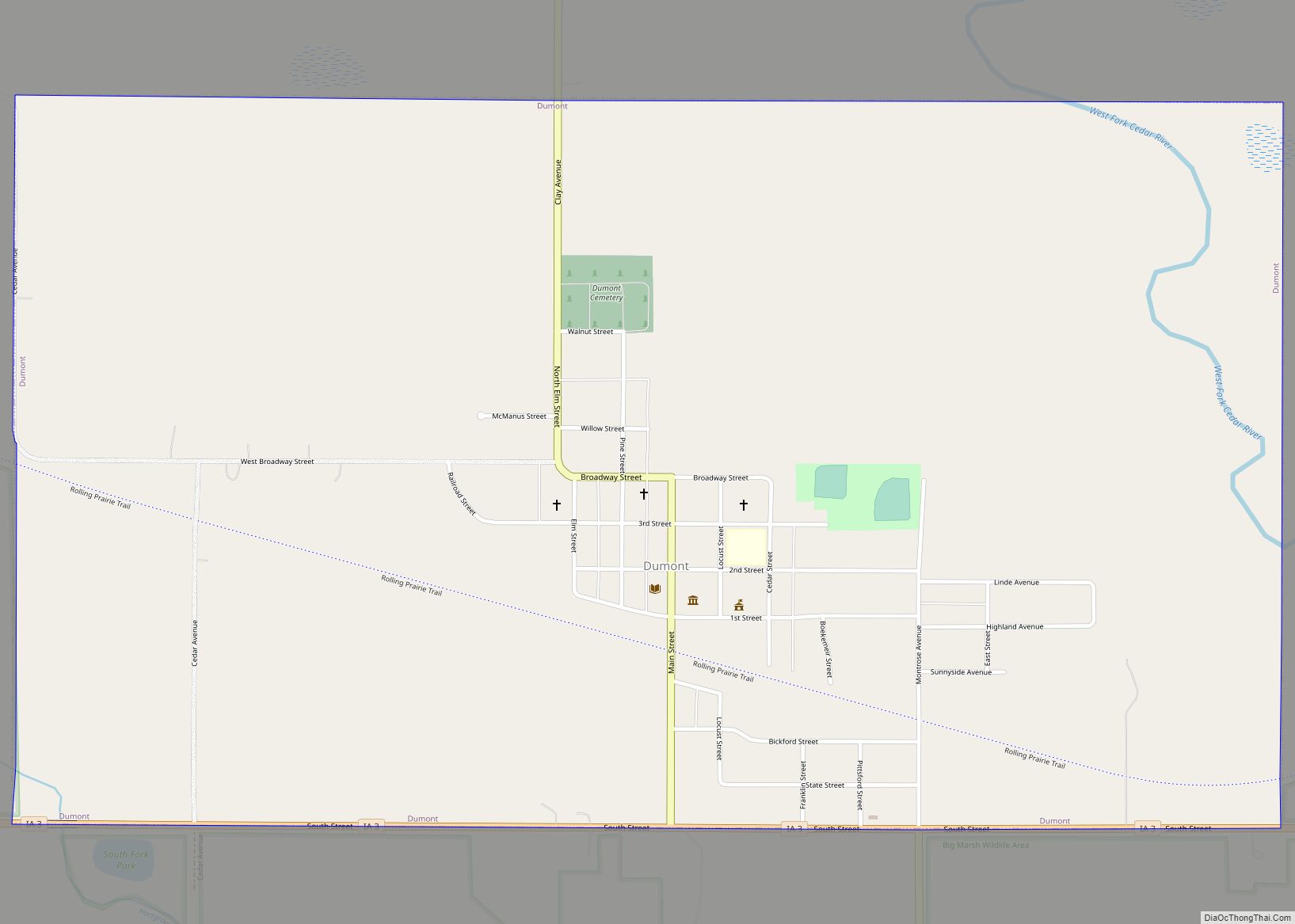 Map of Dumont city, Iowa