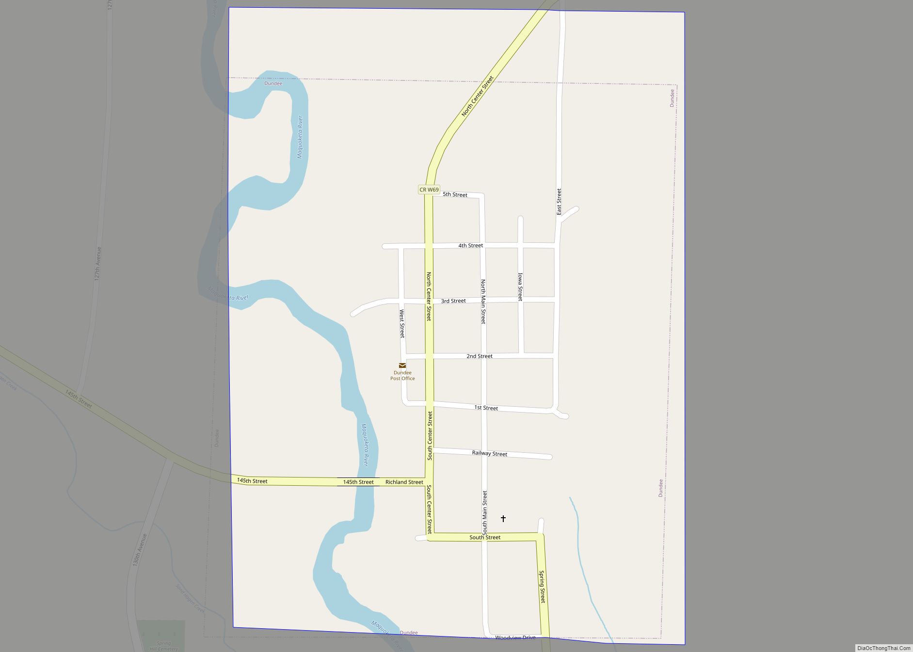 Map of Dundee city, Iowa