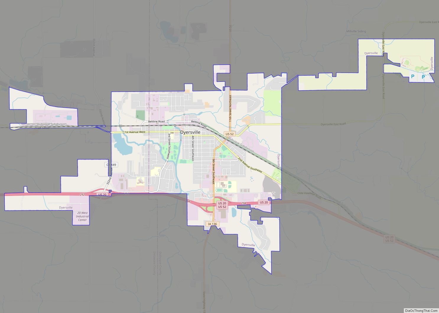 Map of Dyersville city