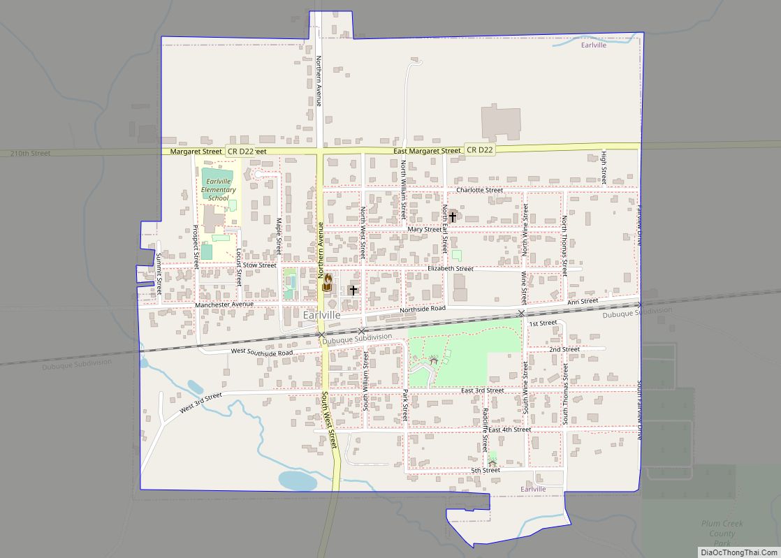 Map of Earlville city, Iowa