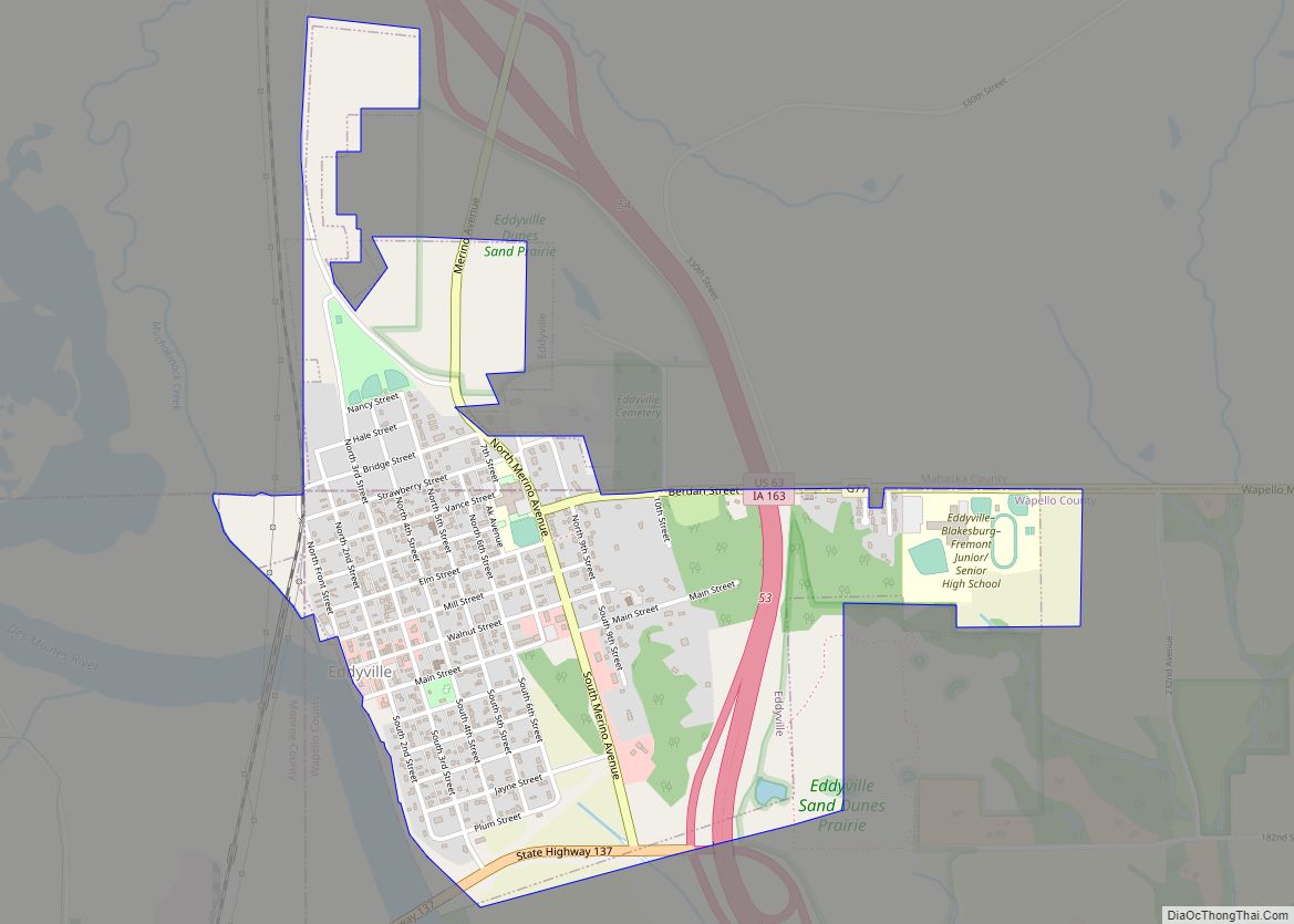 Map of Eddyville city, Iowa