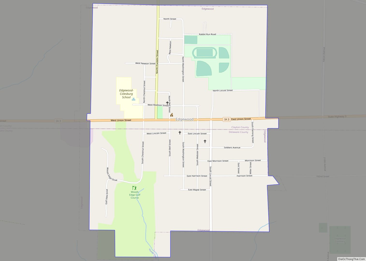 Map of Edgewood city, Iowa