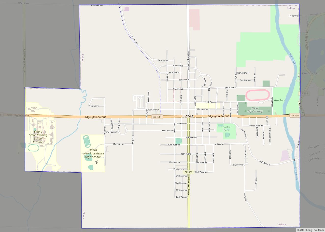 Map of Eldora city, Iowa