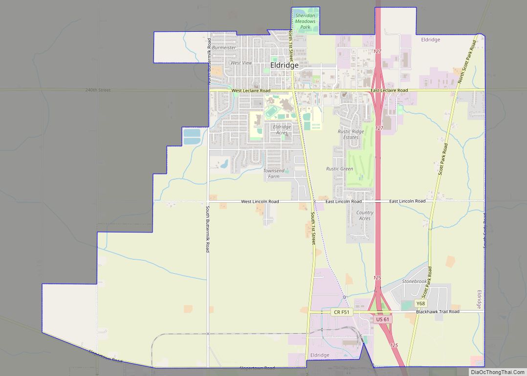 Map of Eldridge city, Iowa