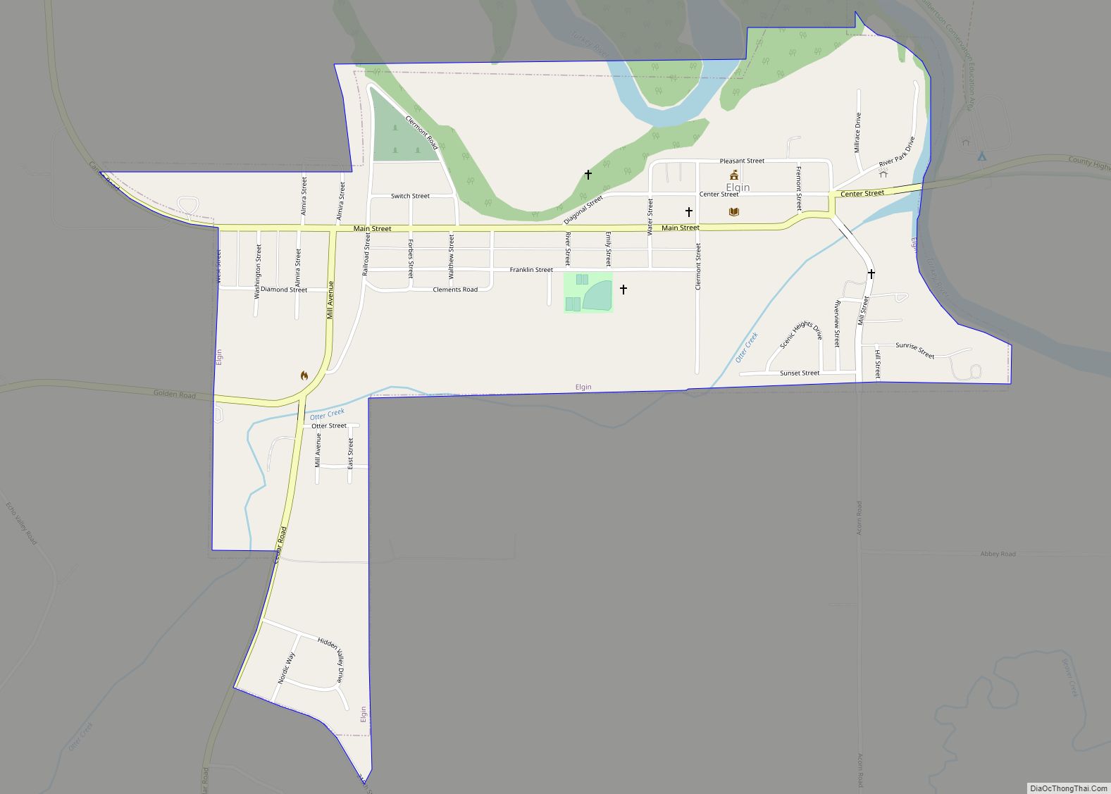 Map of Elgin city, Iowa