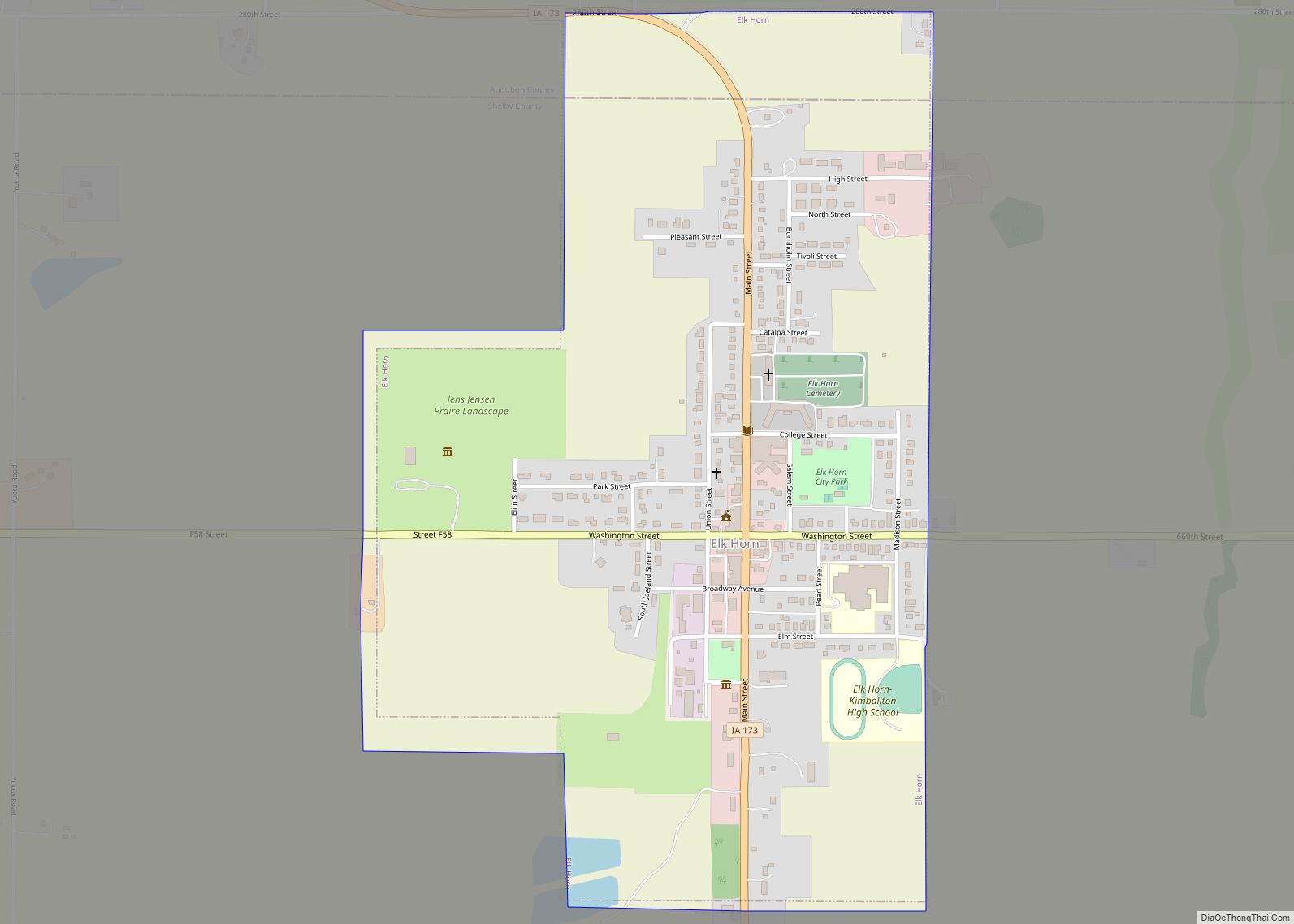 Map of Elk Horn city