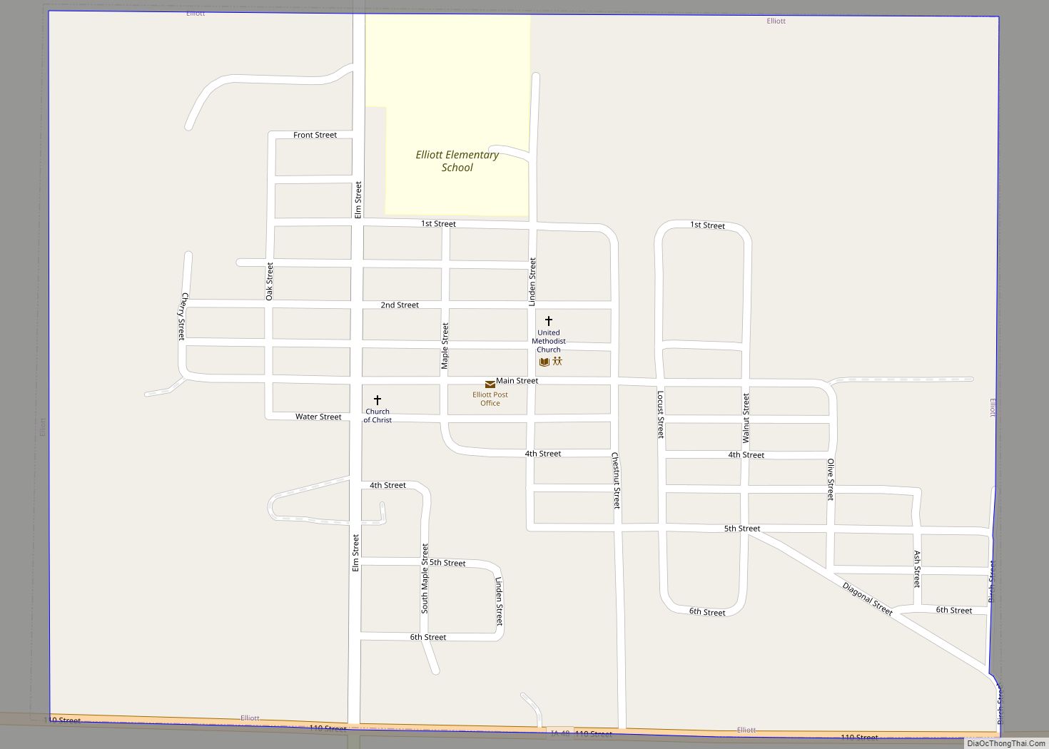 Map of Elliott city, Iowa