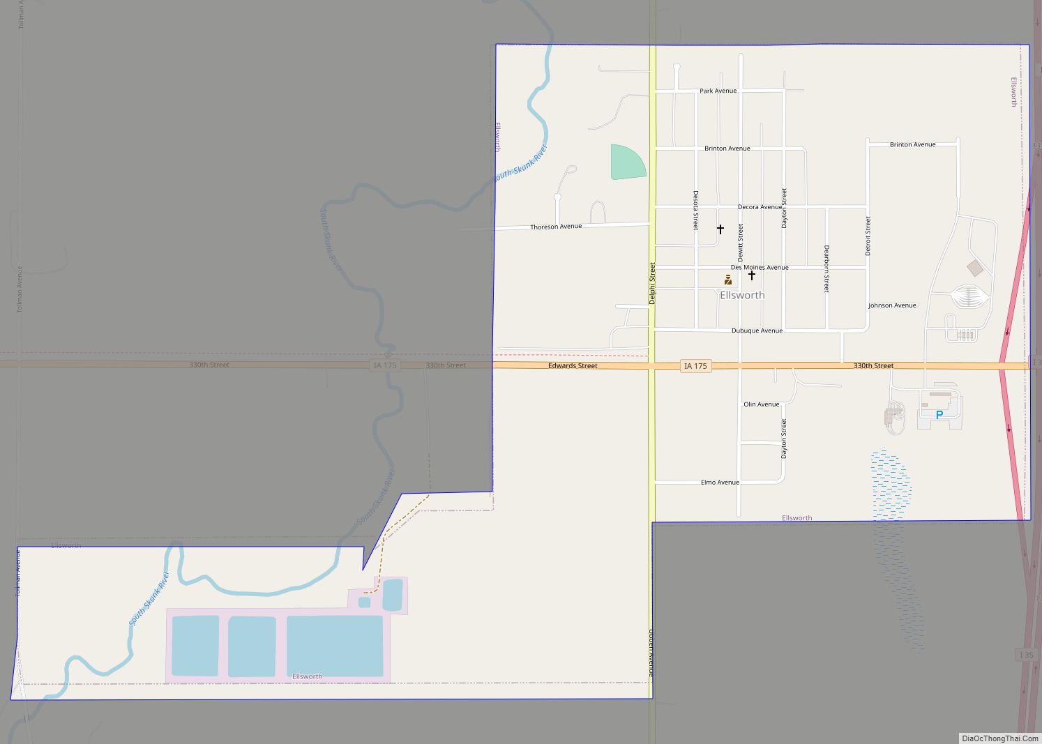 Map of Ellsworth city, Iowa