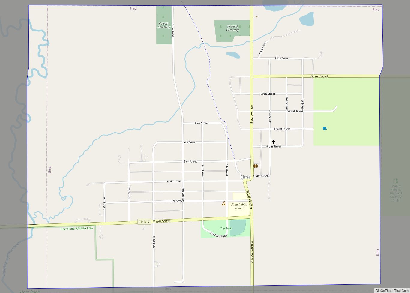 Map of Elma city, Iowa