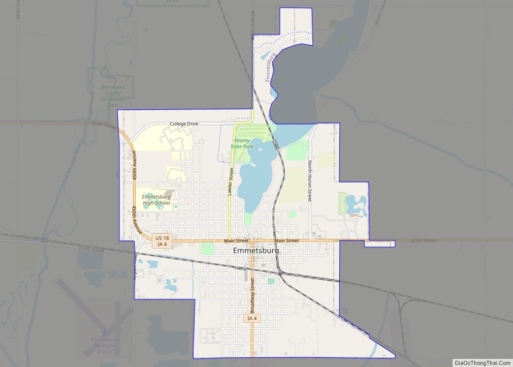 Map of Emmetsburg city