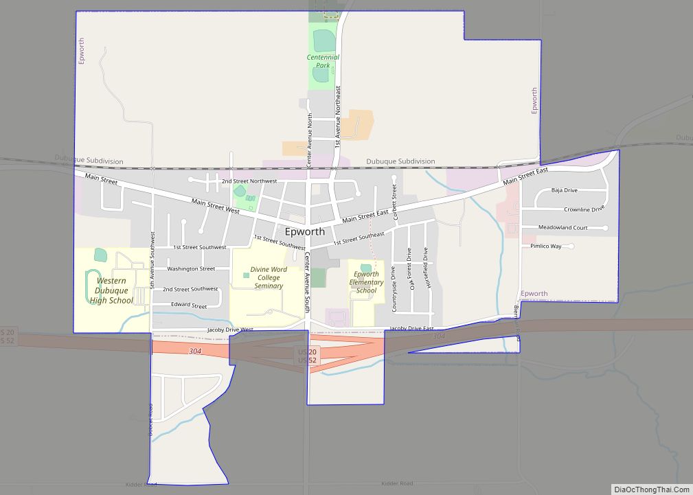 Map of Epworth city, Iowa