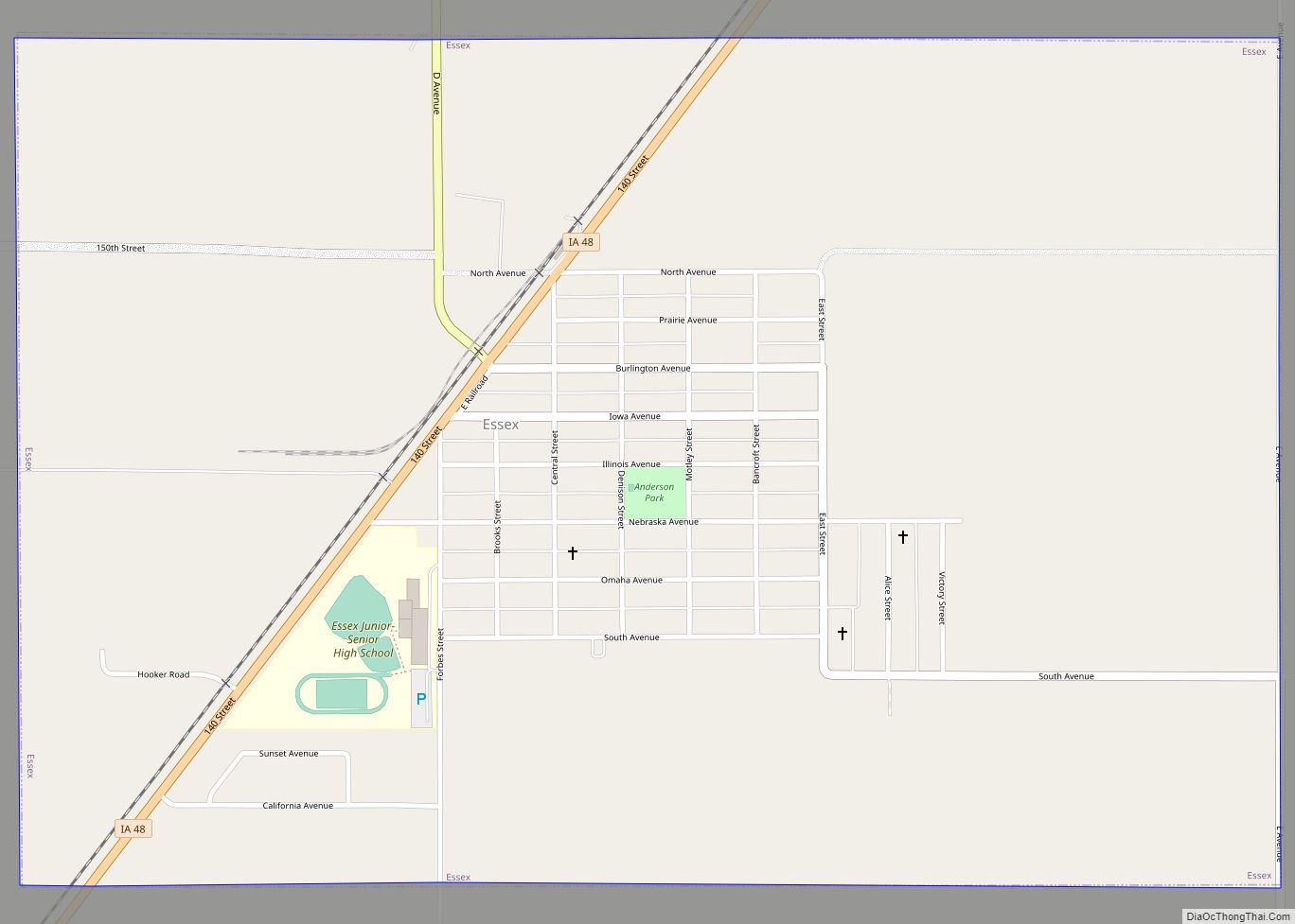 Map of Essex city, Iowa