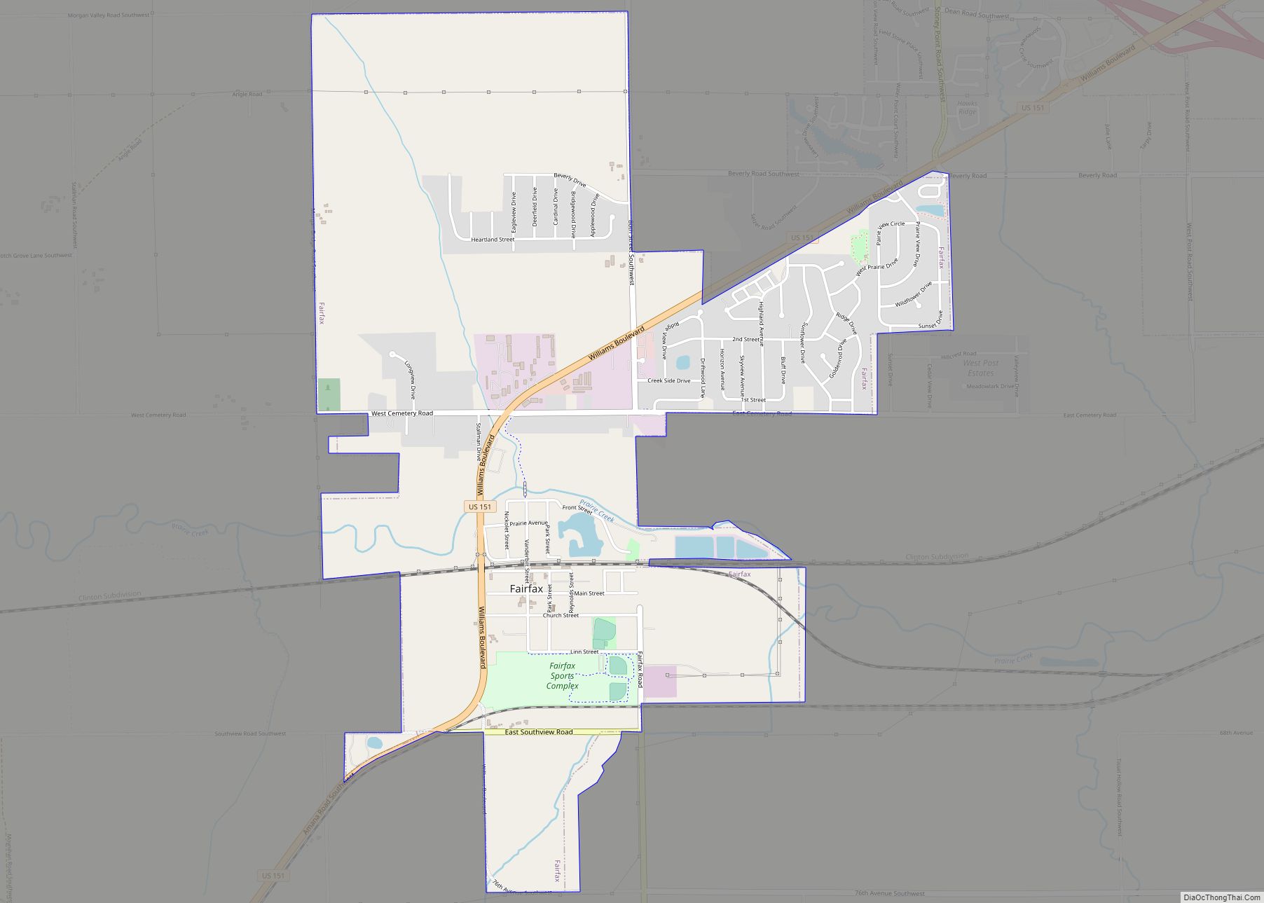 Map of Fairfax city, Iowa