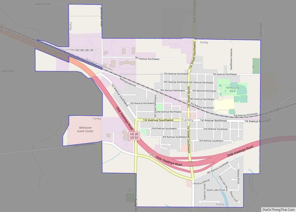 Map of Farley city, Iowa