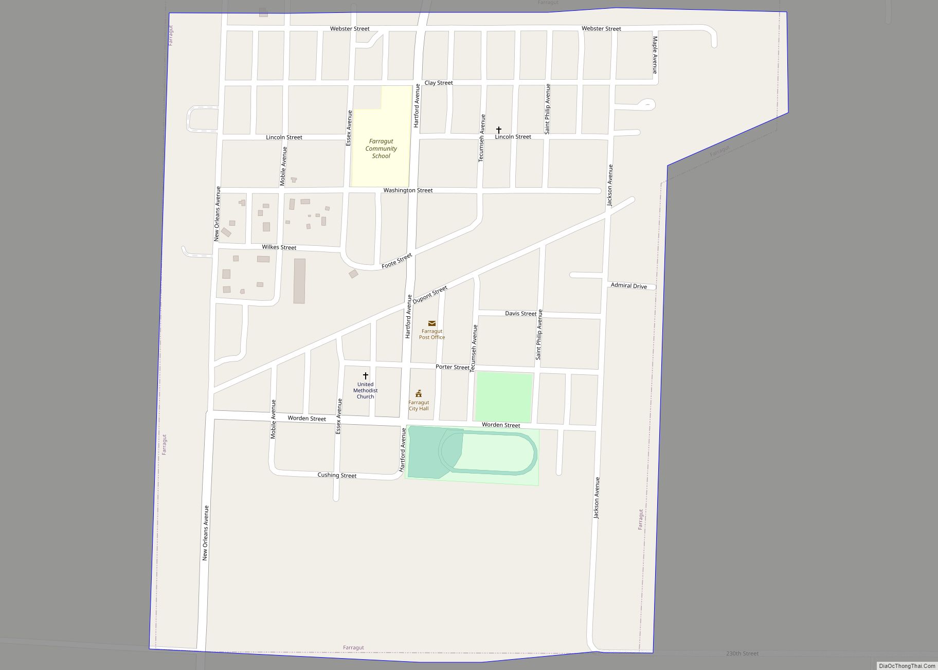 Map of Farragut city, Iowa