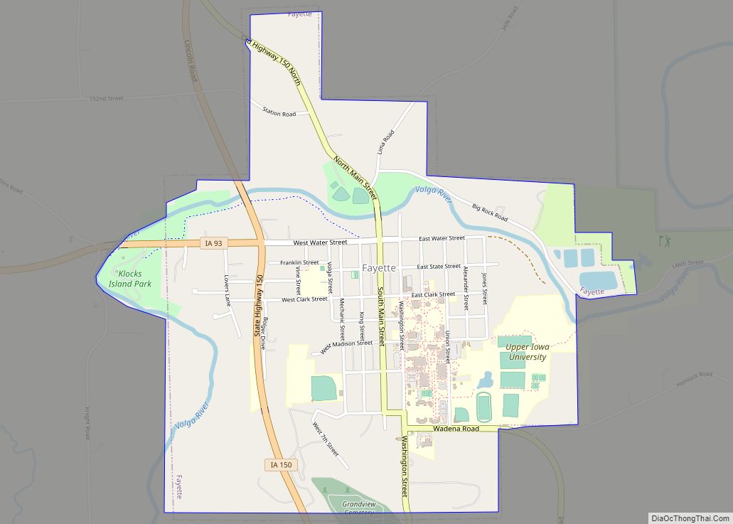 Map of Fayette city, Iowa