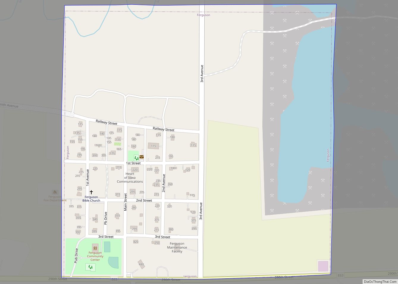 Map of Ferguson city, Iowa