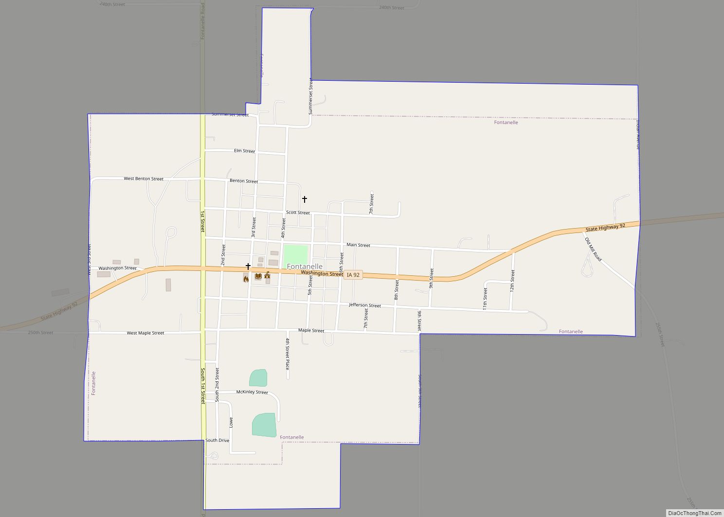 Map of Fontanelle city, Iowa