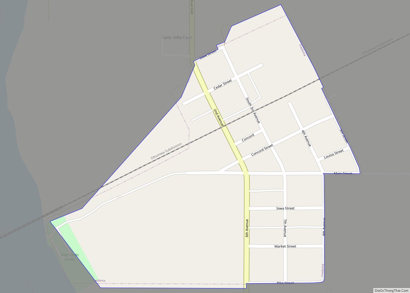 Map of Fredonia city, Iowa