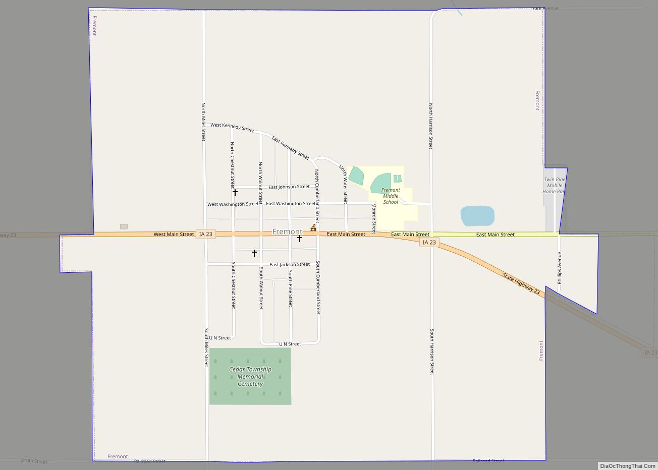 Map of Fremont city, Iowa