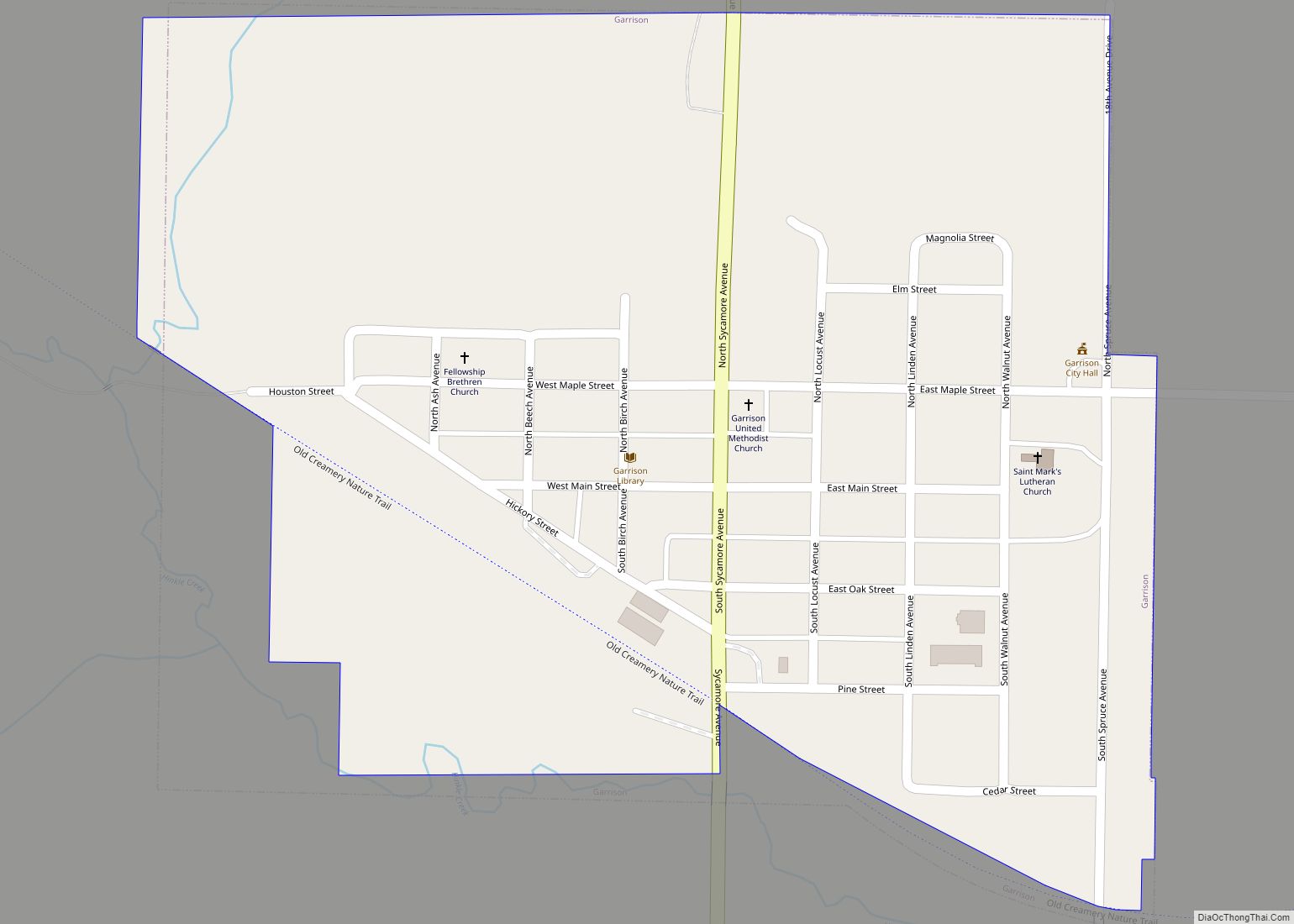 Map of Garrison city, Iowa