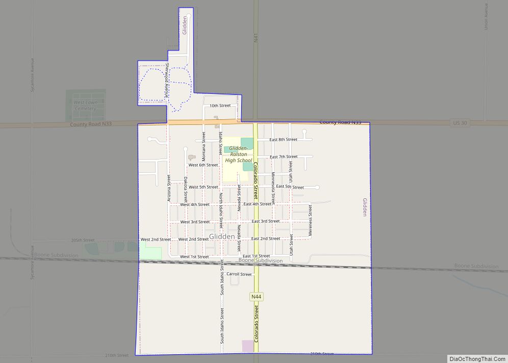 Map of Glidden city, Iowa