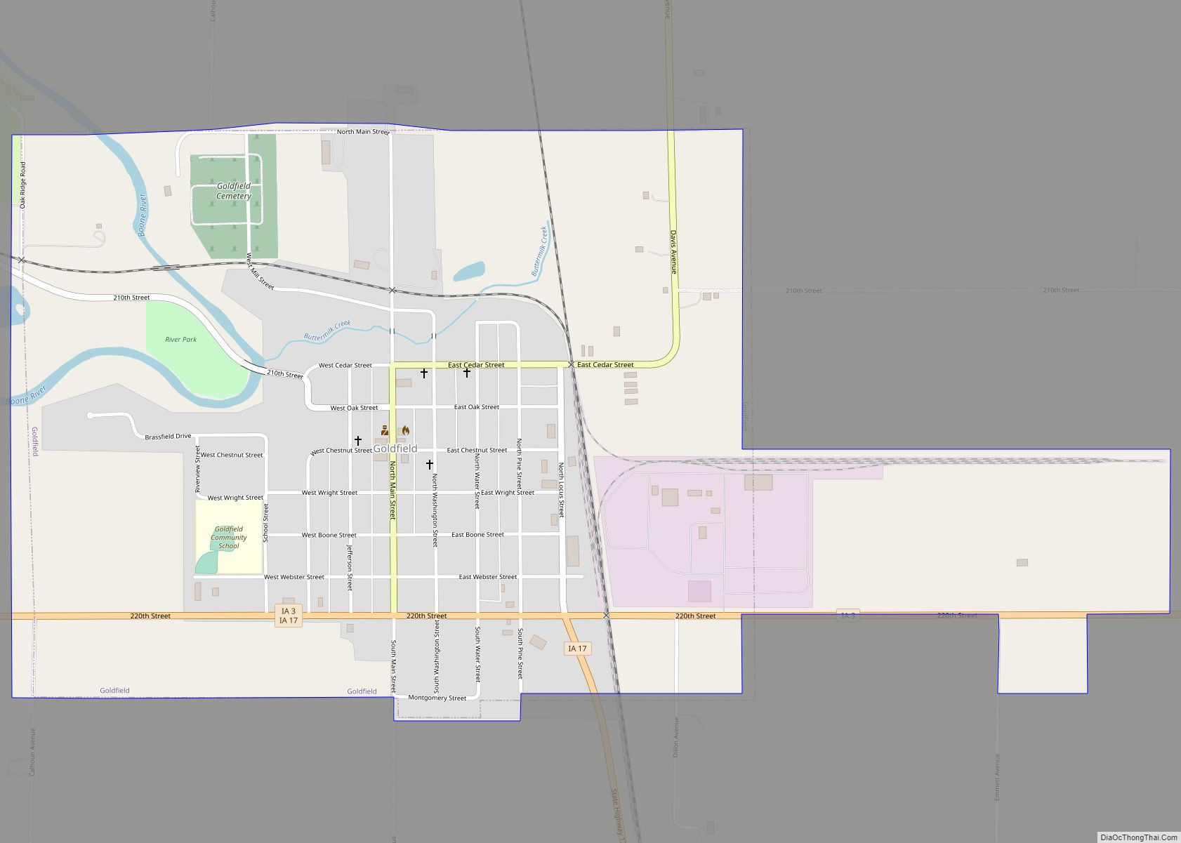 Map of Goldfield city, Iowa