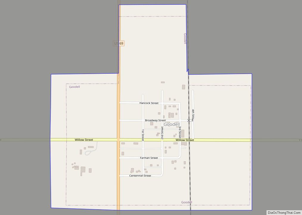 Map of Goodell city