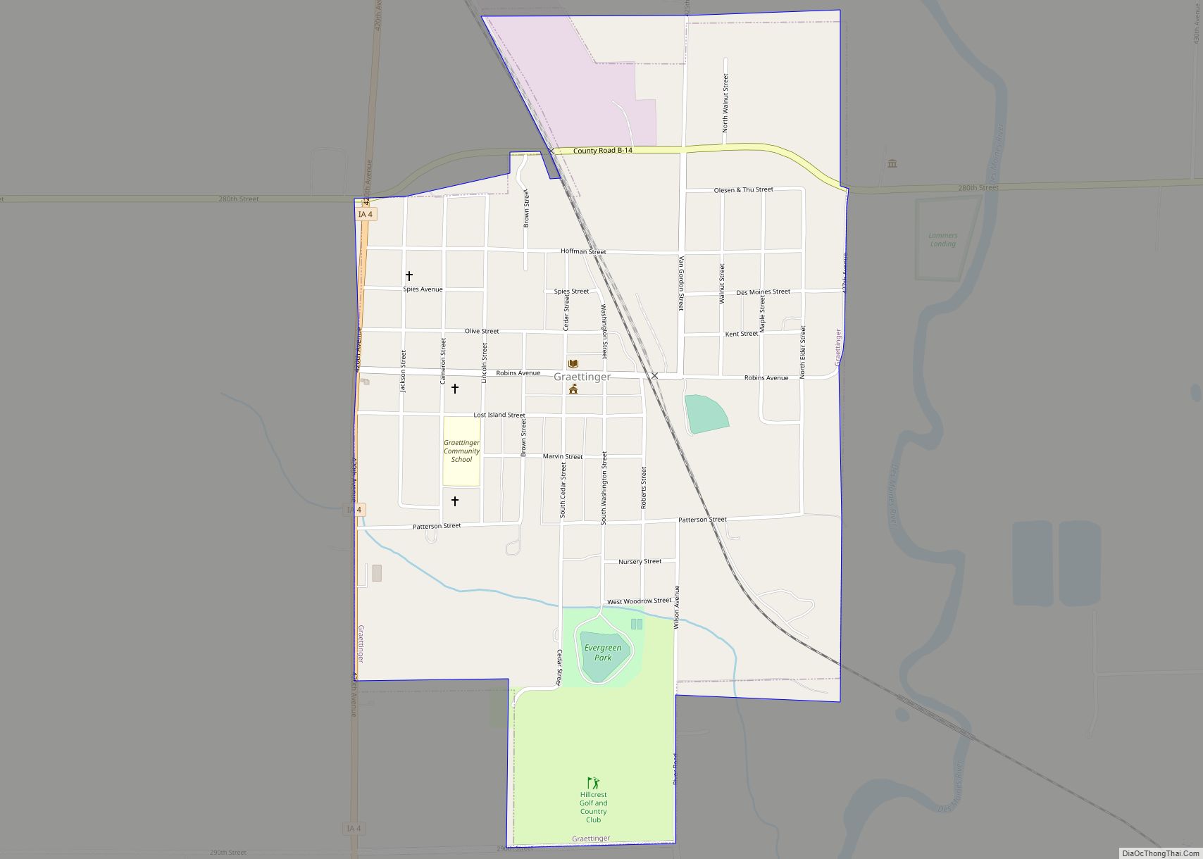 Map of Graettinger city