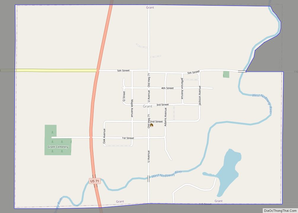 Map of Grant city, Iowa