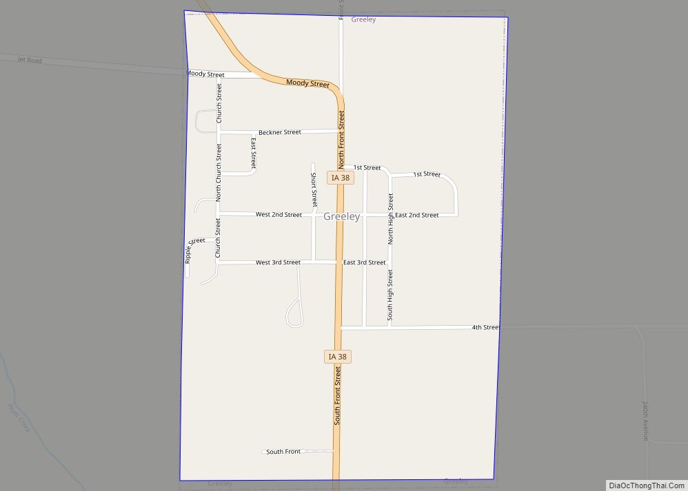 Map of Greeley city, Iowa