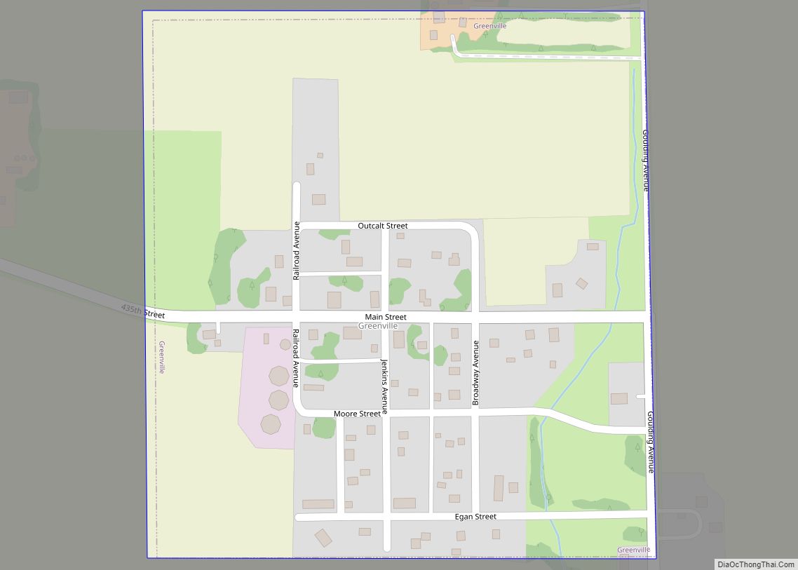 Map of Greenville city, Iowa