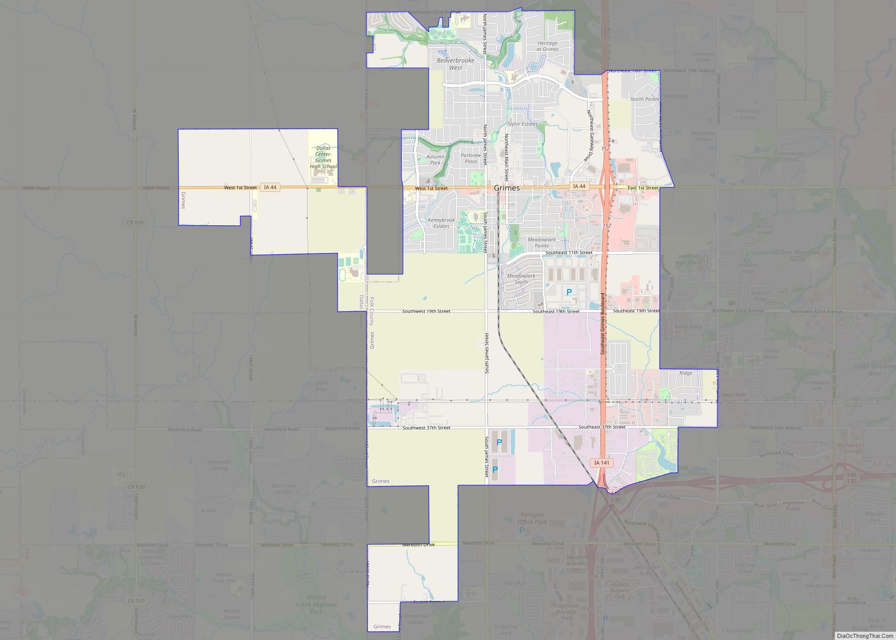 Map of Grimes city, Iowa