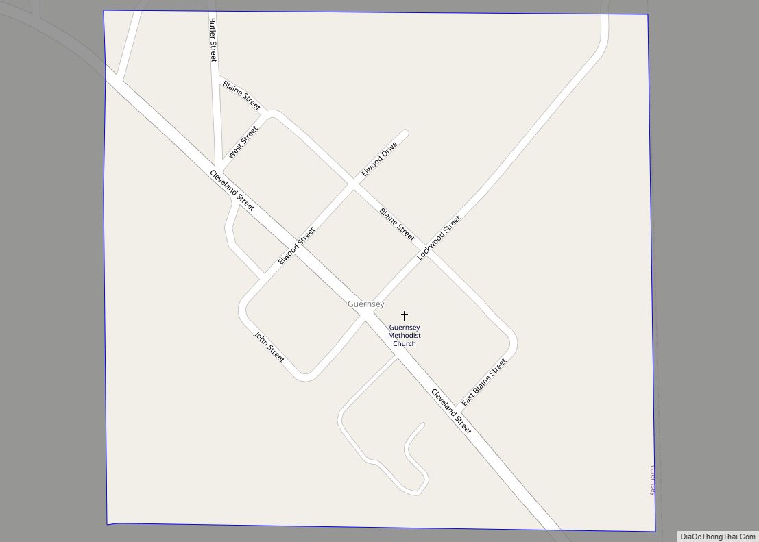 Map of Guernsey city, Iowa