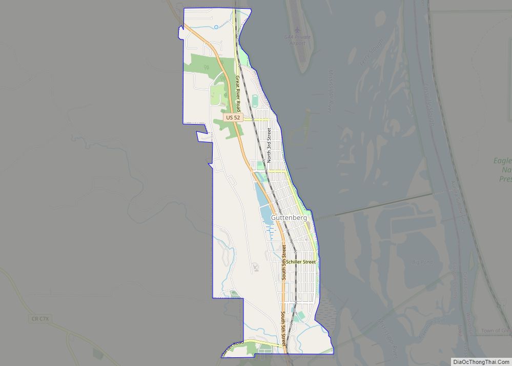 Map of Guttenberg city, Iowa