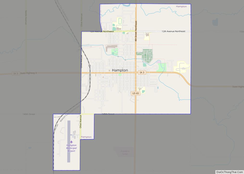 Map of Hampton city, Iowa