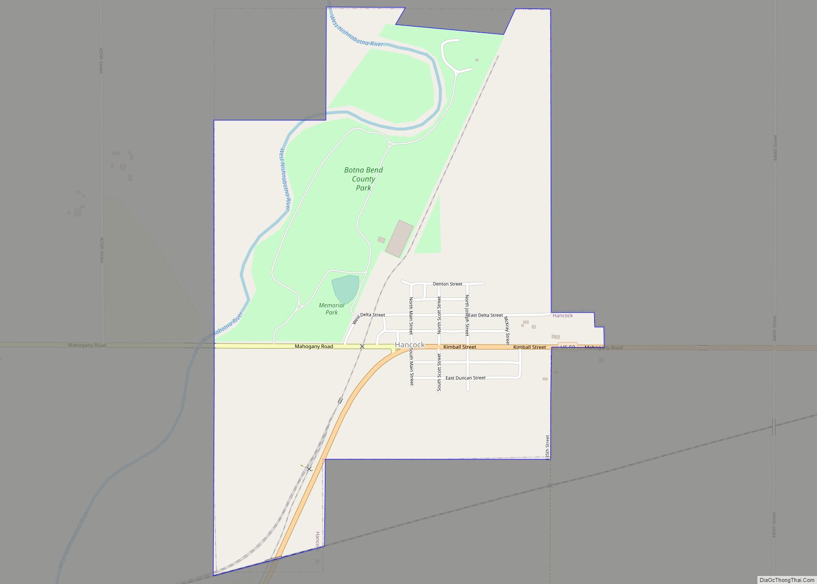 Map of Hancock city, Iowa