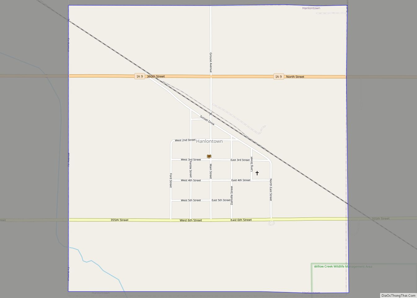 Map of Hanlontown city