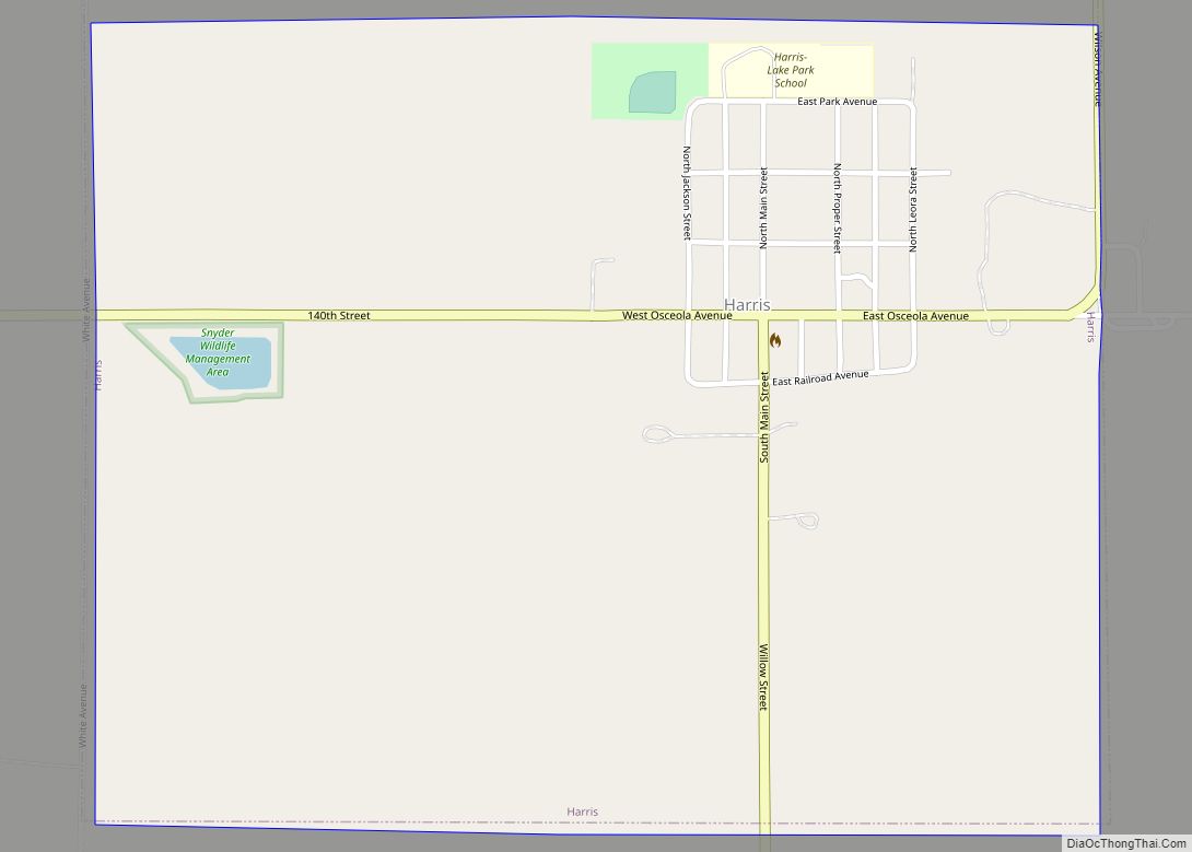 Map of Harris city, Iowa