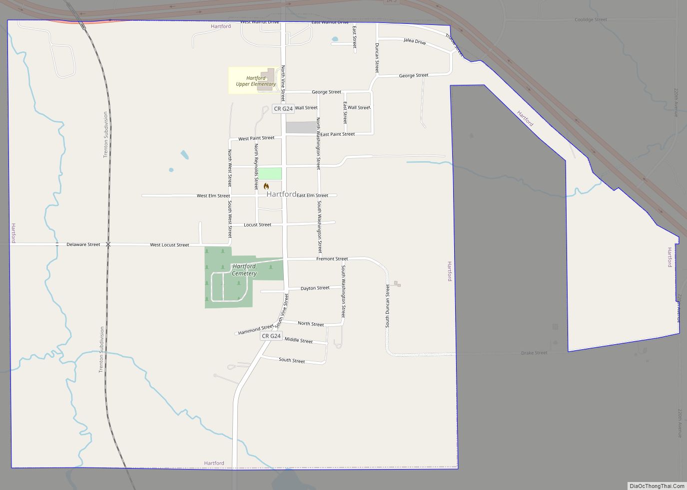 Map of Hartford city, Iowa