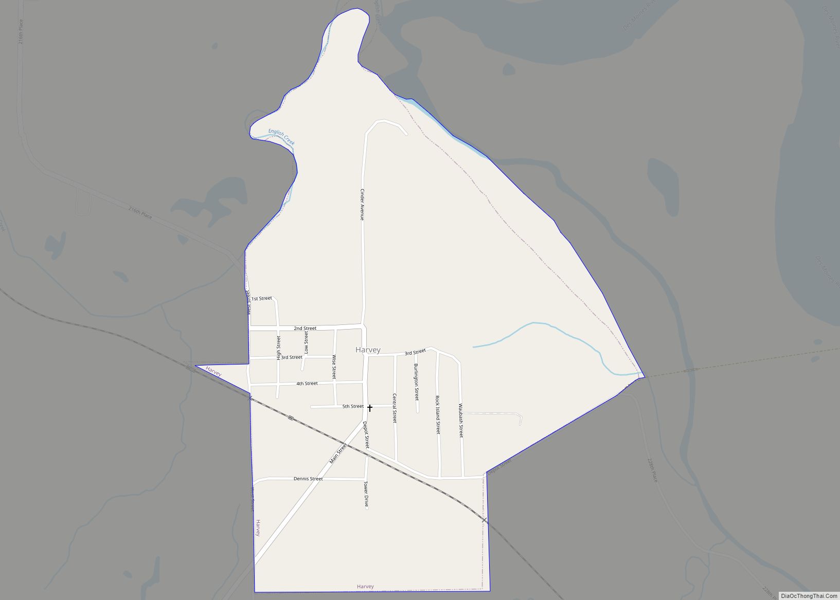 Map of Harvey city, Iowa