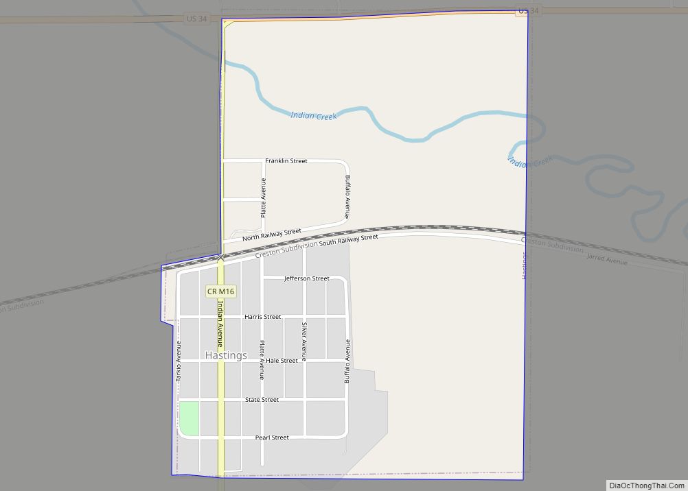 Map of Hastings city, Iowa