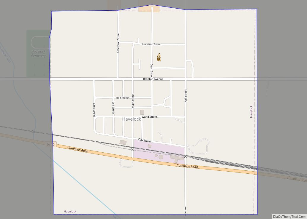 Map of Havelock city, Iowa