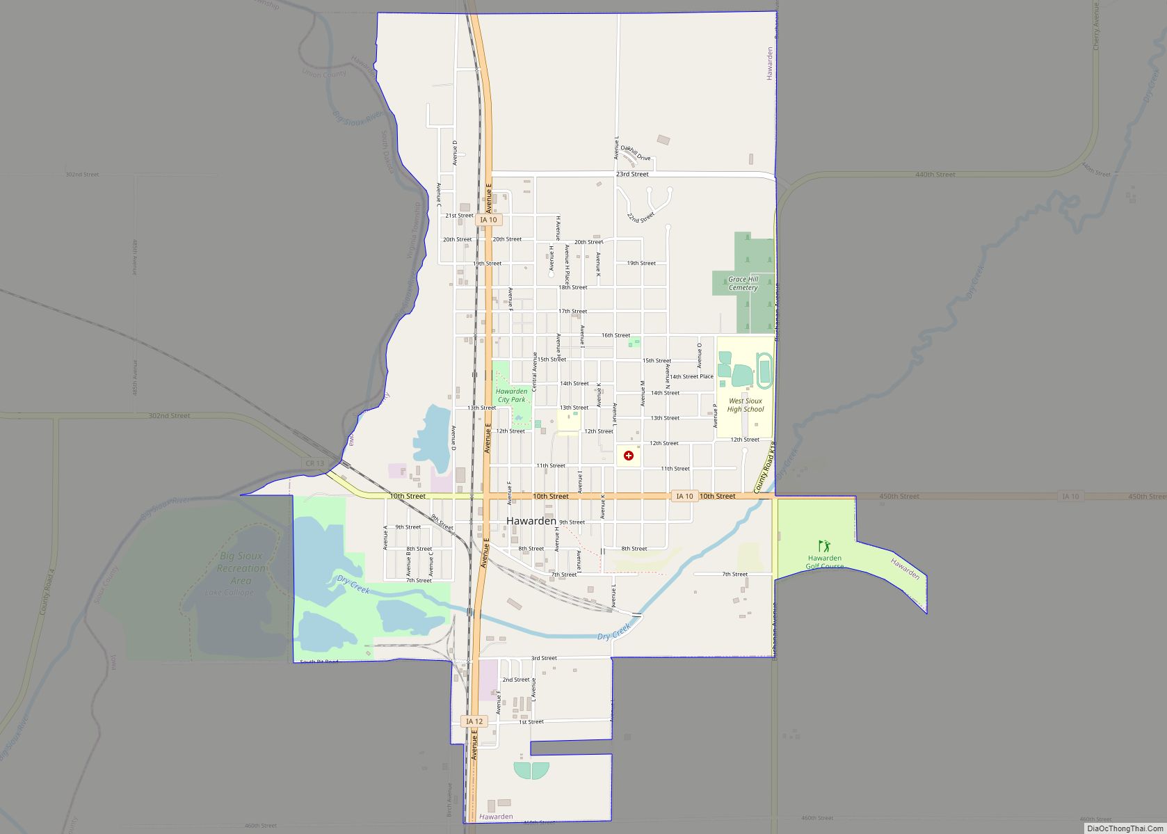 Map of Hawarden city